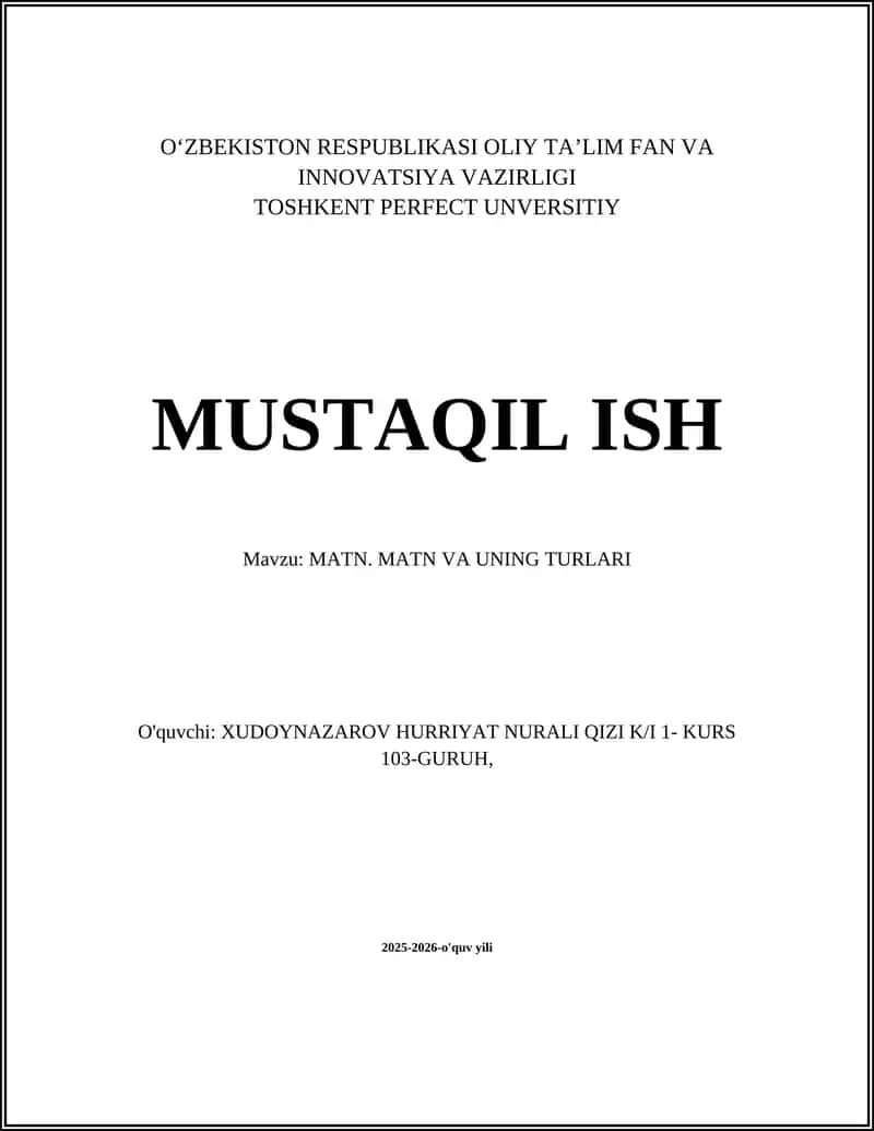 MATN. MATN VA UNING TURLARI