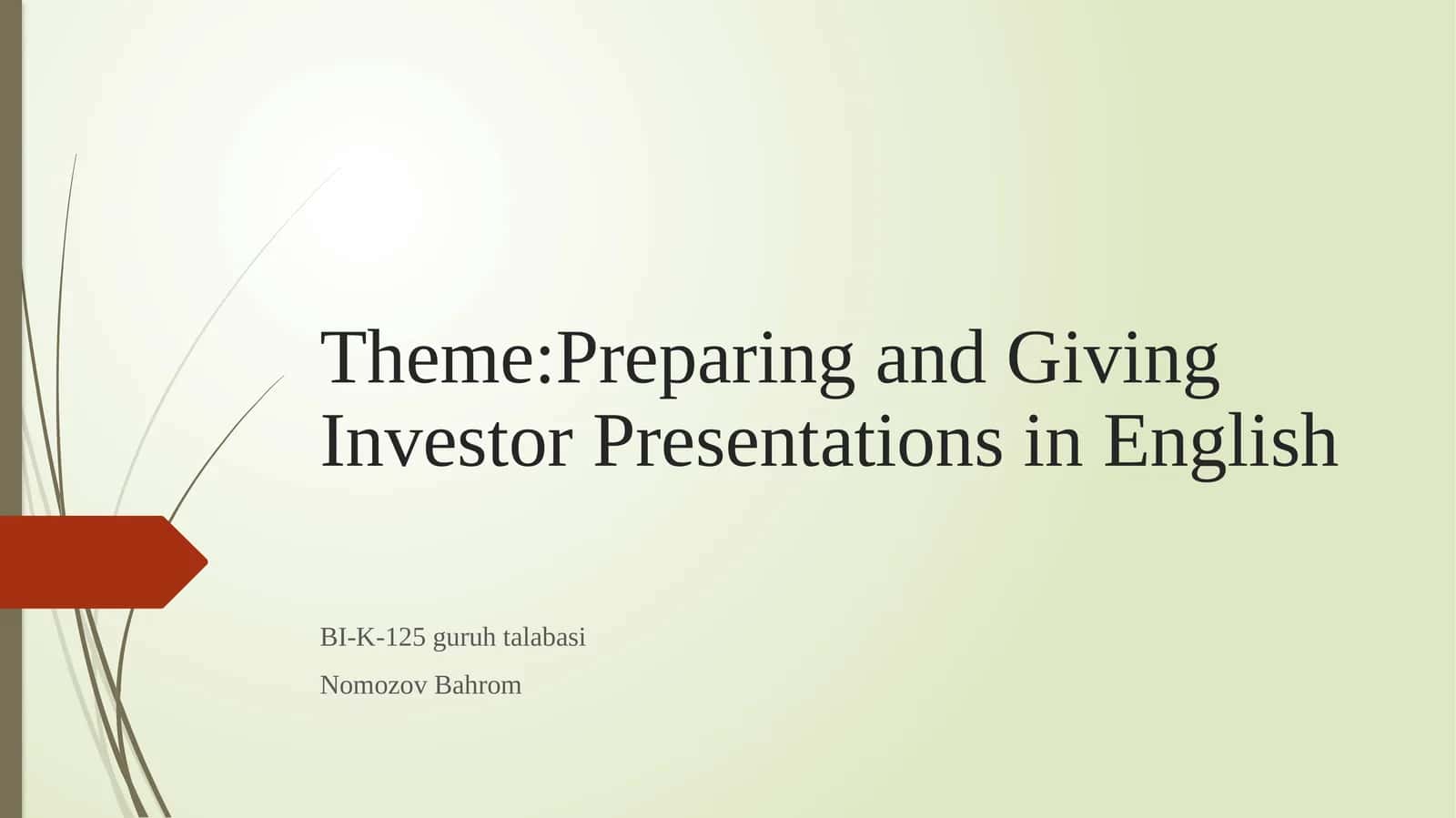 Preparing and Giving Investor Presentations in English