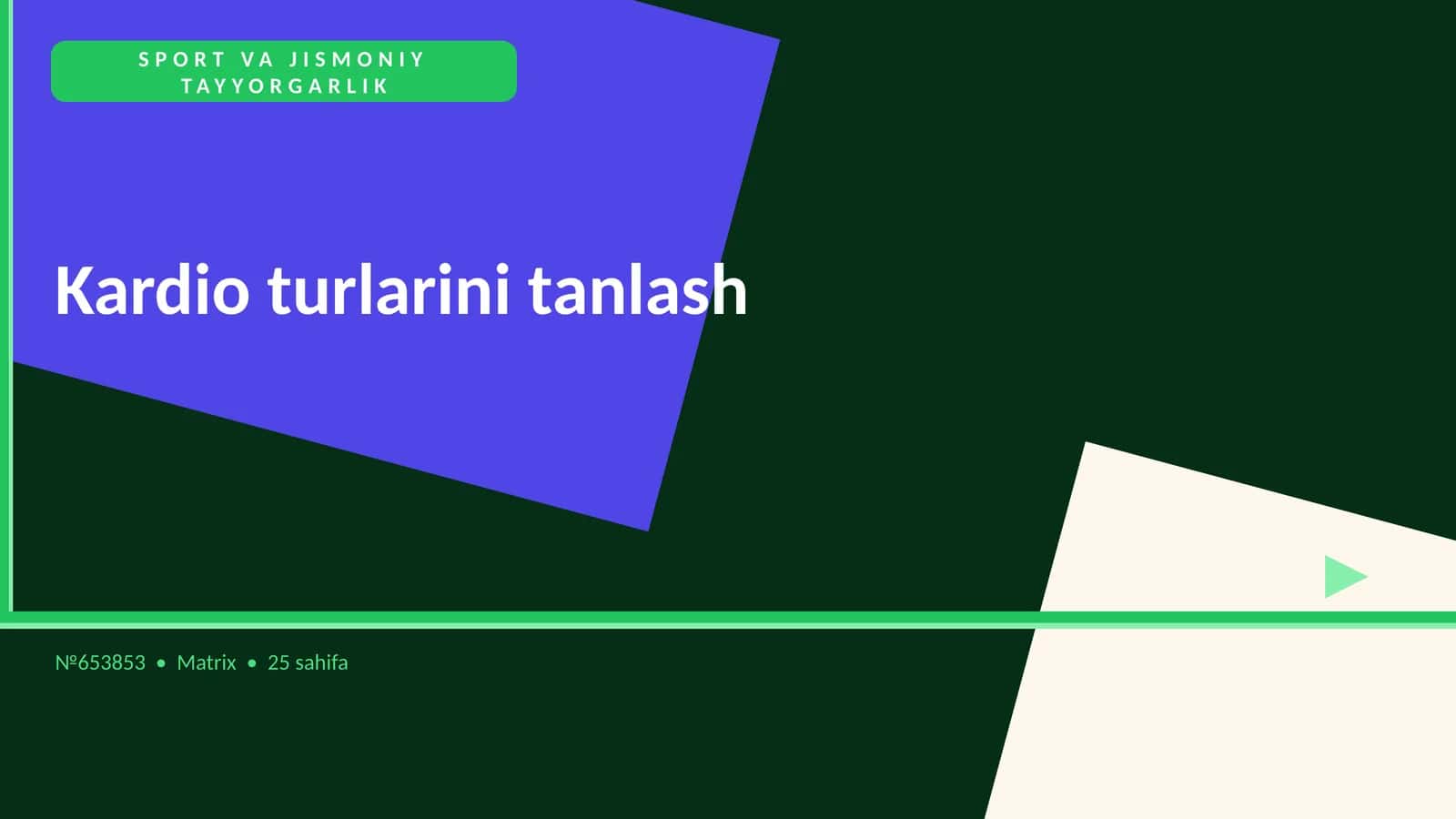 Kardio turlarini tanlash