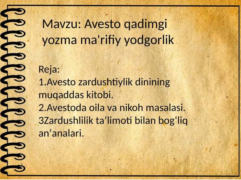 Avestoqadimgiyozmama'rifiyyodgorlik