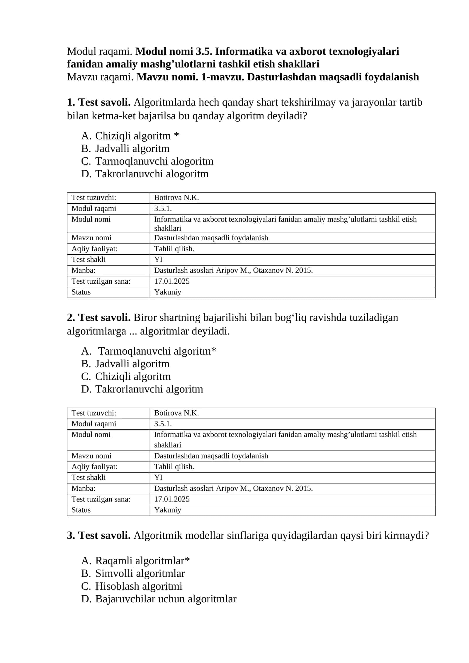 Informatika va axborot texnologiyalari fanidan amaliy mashg’ulotlarni tashkil etish shakllari