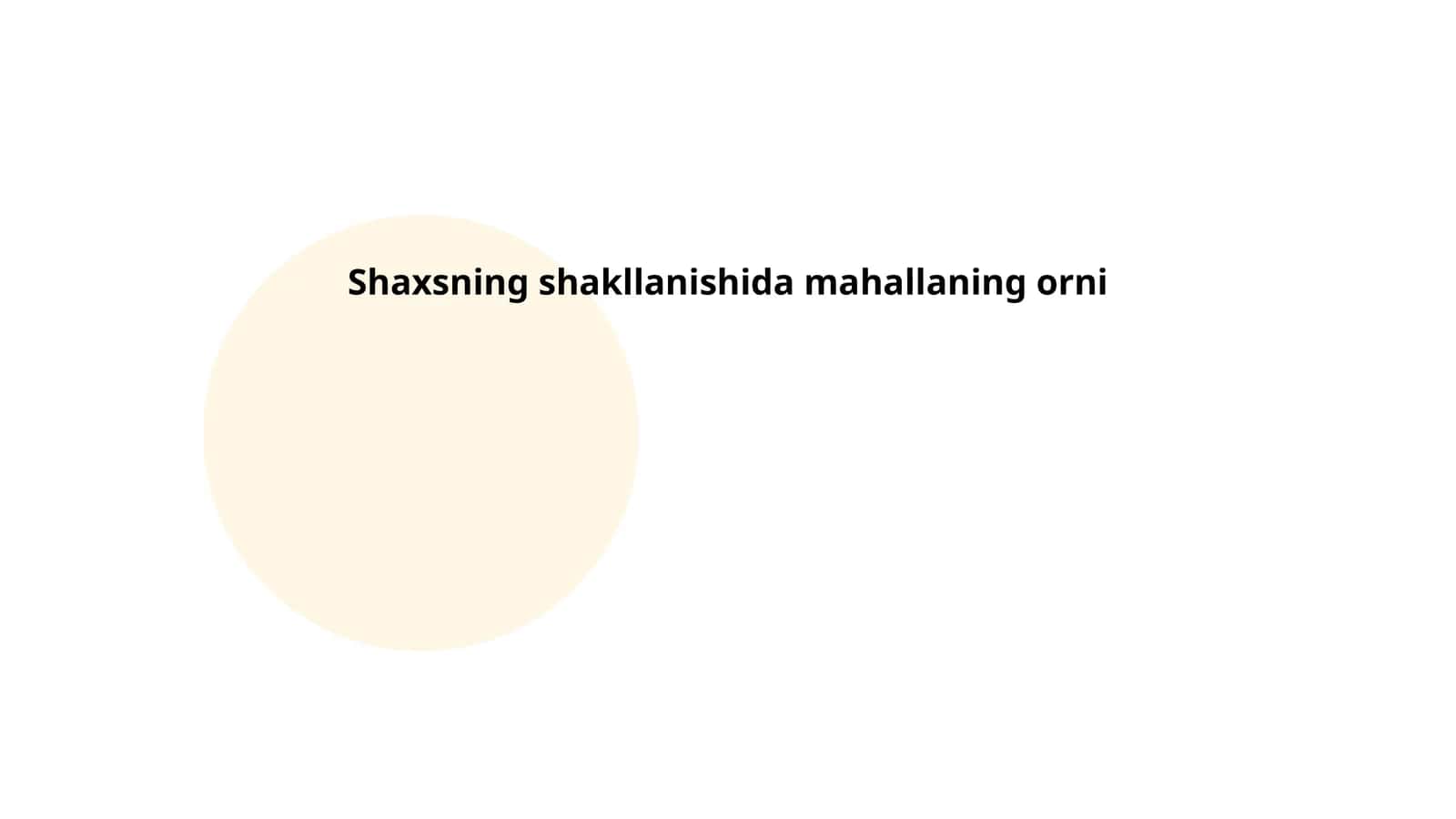 Shaxsning shakllanishida mahallaning orni