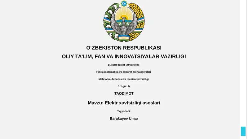 Elektr xavfsizligi asoslari
