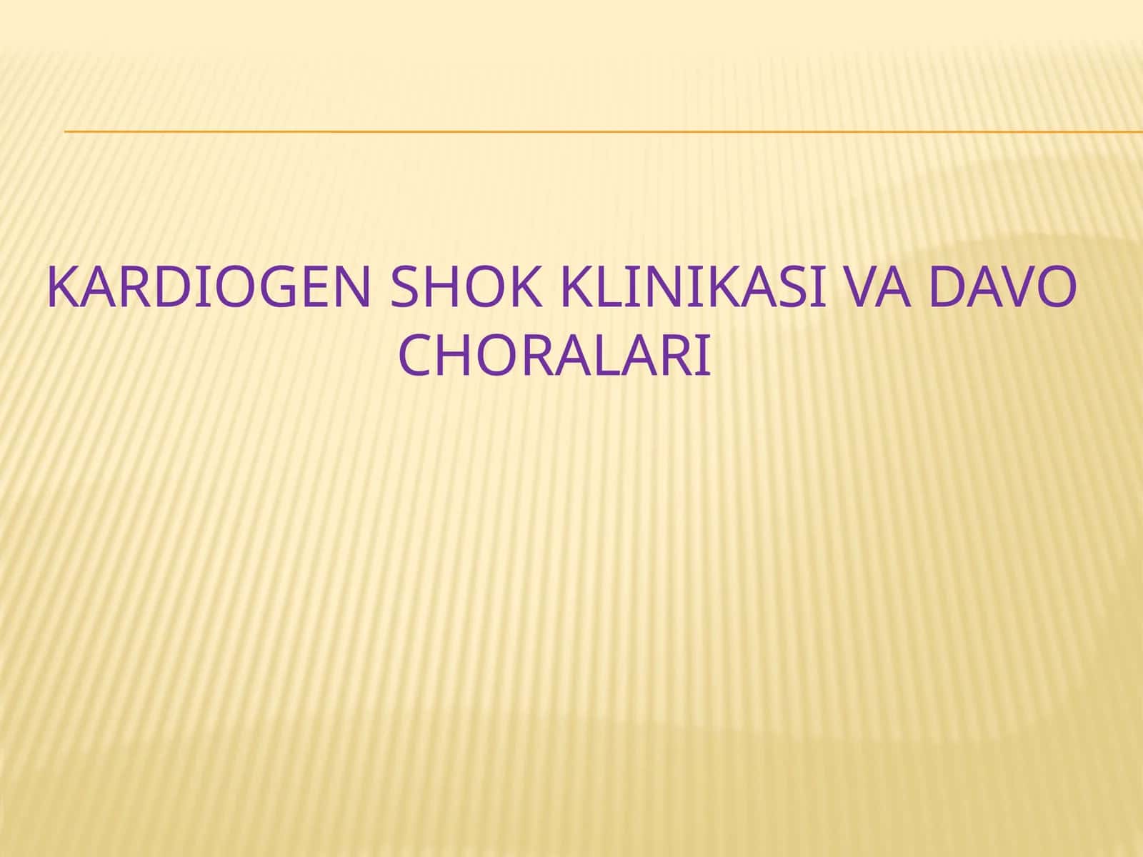 Kardiogen shok klinikasi va davo choralari
