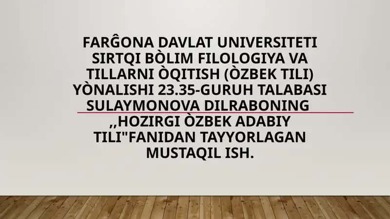 Hozirgi o'zbek adabiy tilidan tayyorlagan mustaqilish