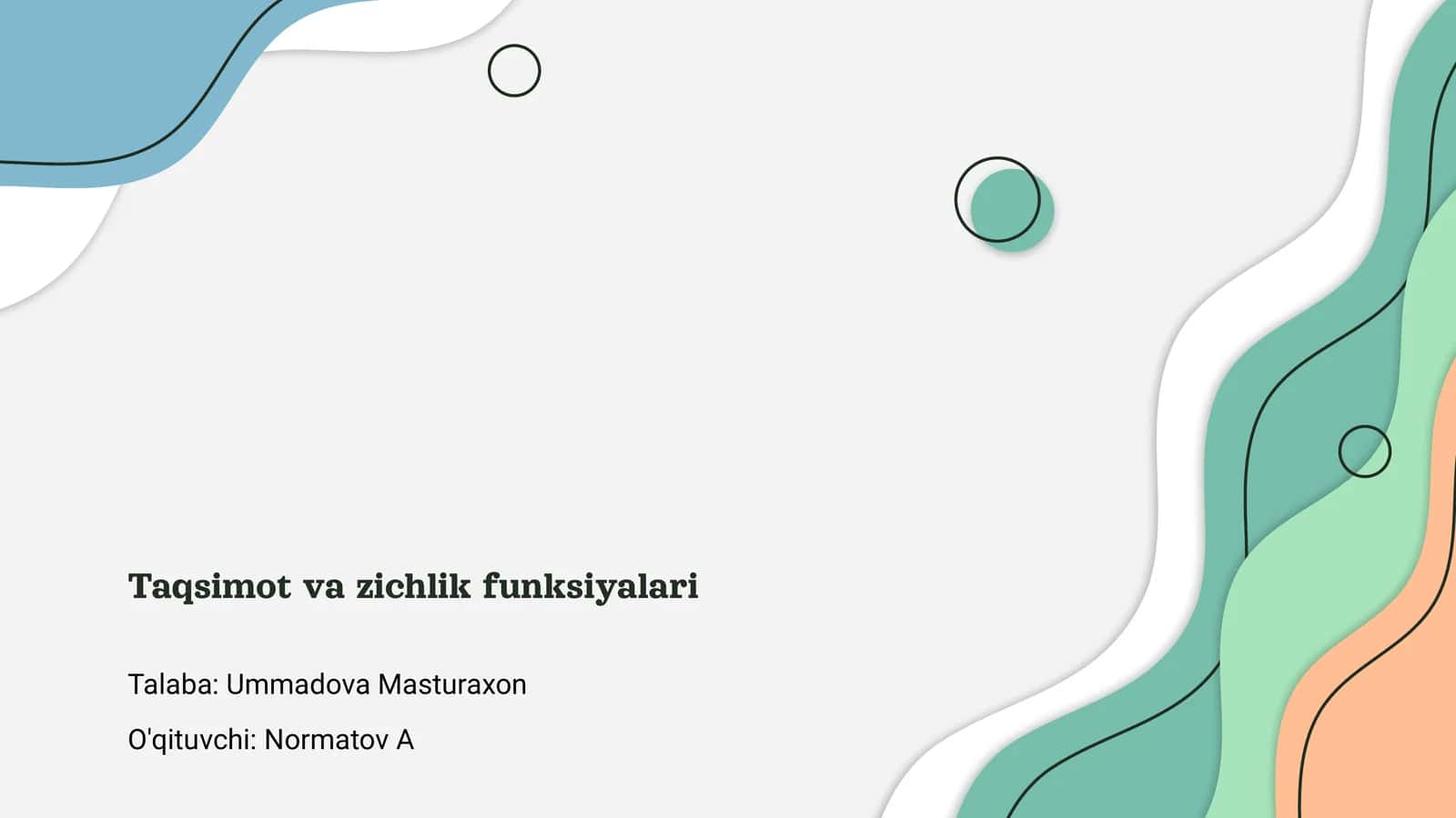 Taqsimot va zichlik funksiyalari