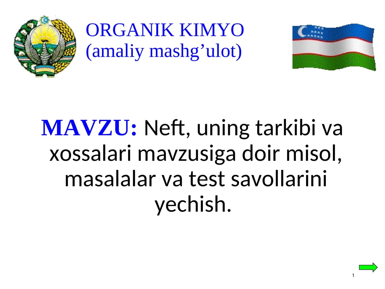 ORGANIK KIMYO(amaliy mashg’ulot)