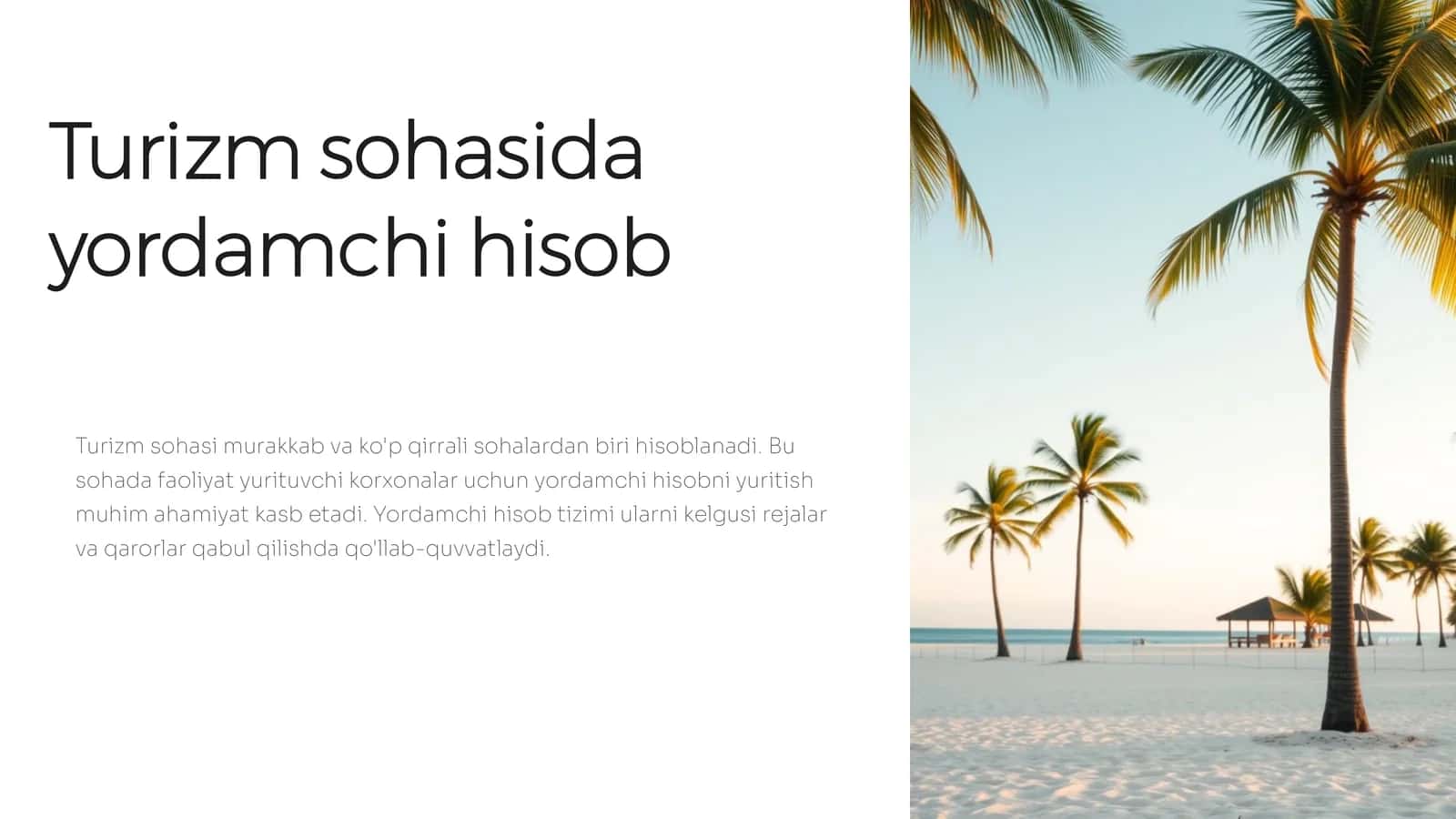 Turizm sohasida yordamchi hisob