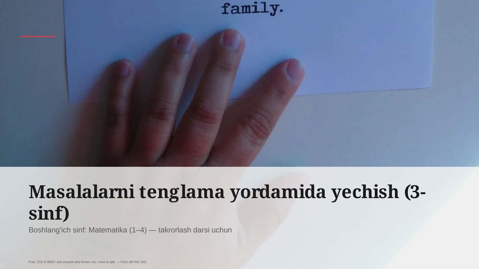 Masalalarni tenglama yordamida yechish (3-sinf)