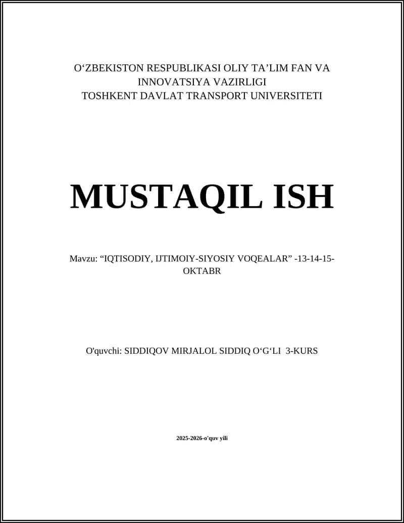 "IQTISODIY, IJTIMOIY-SIYOSIY VOQEALAR"