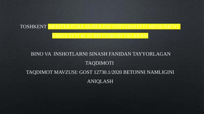 Beton namligini aniqlash