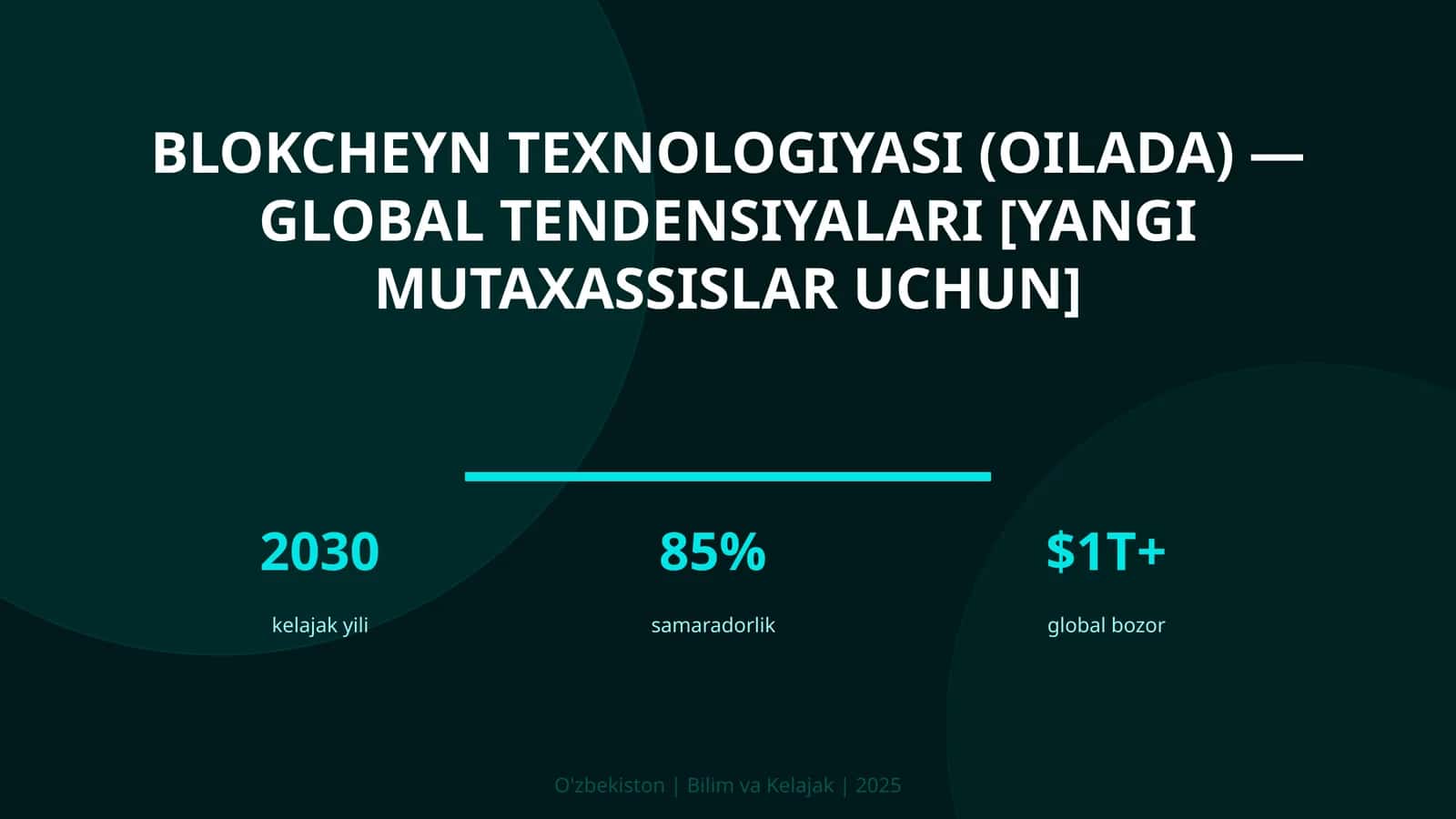 Blokcheyn texnologiyasi (oilada) — global tendensiyalari [yangi mutaxassislar uchun]