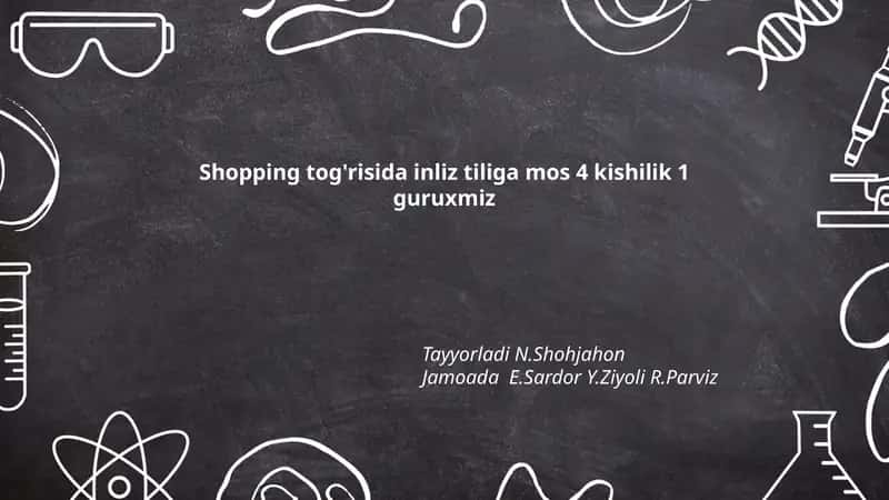 Shopping tog'risida inliz tiliga mos 4 kishilik 1 guruxmiz
