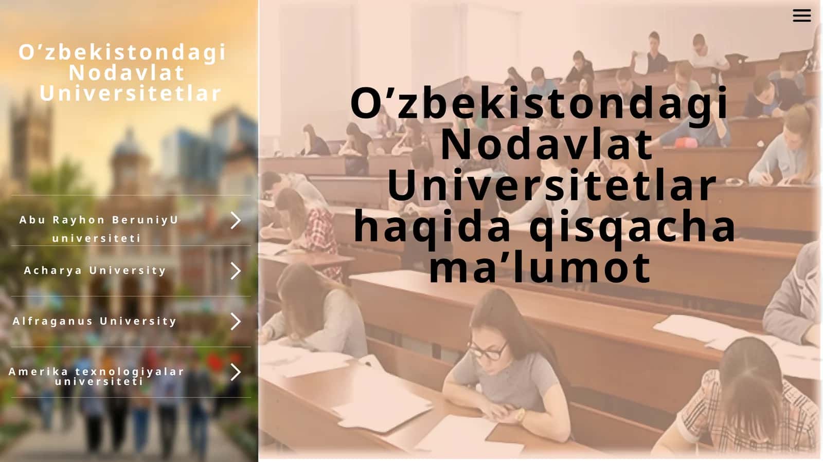 universitetlar haqida shablon