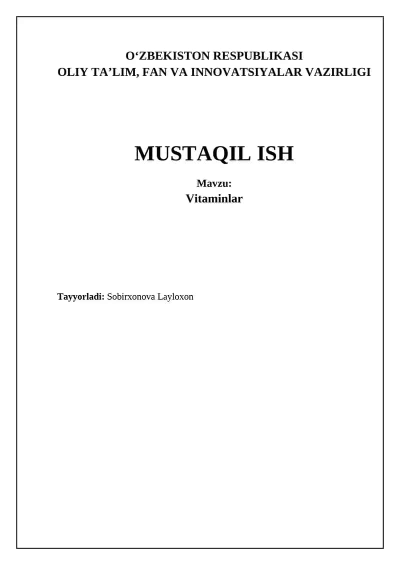 Vitaminlar: Ta'rif, Turlari va Manbalari