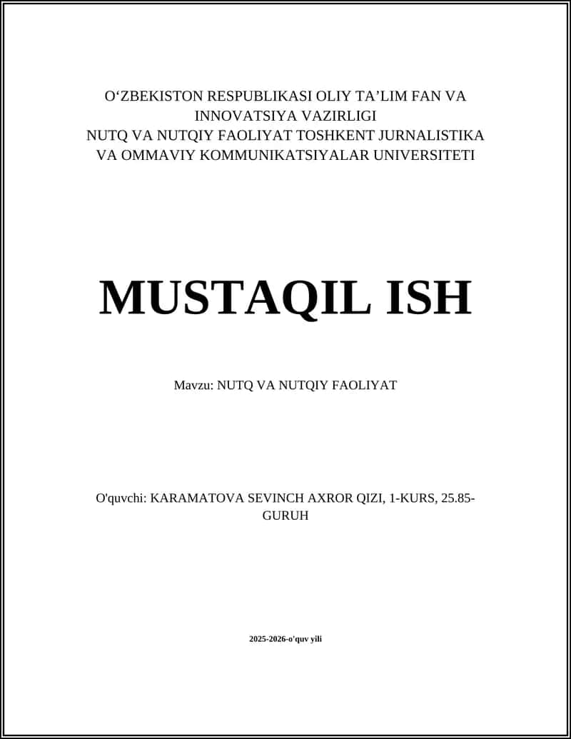 NUTQ VA NUTQIY FAOLIYAT