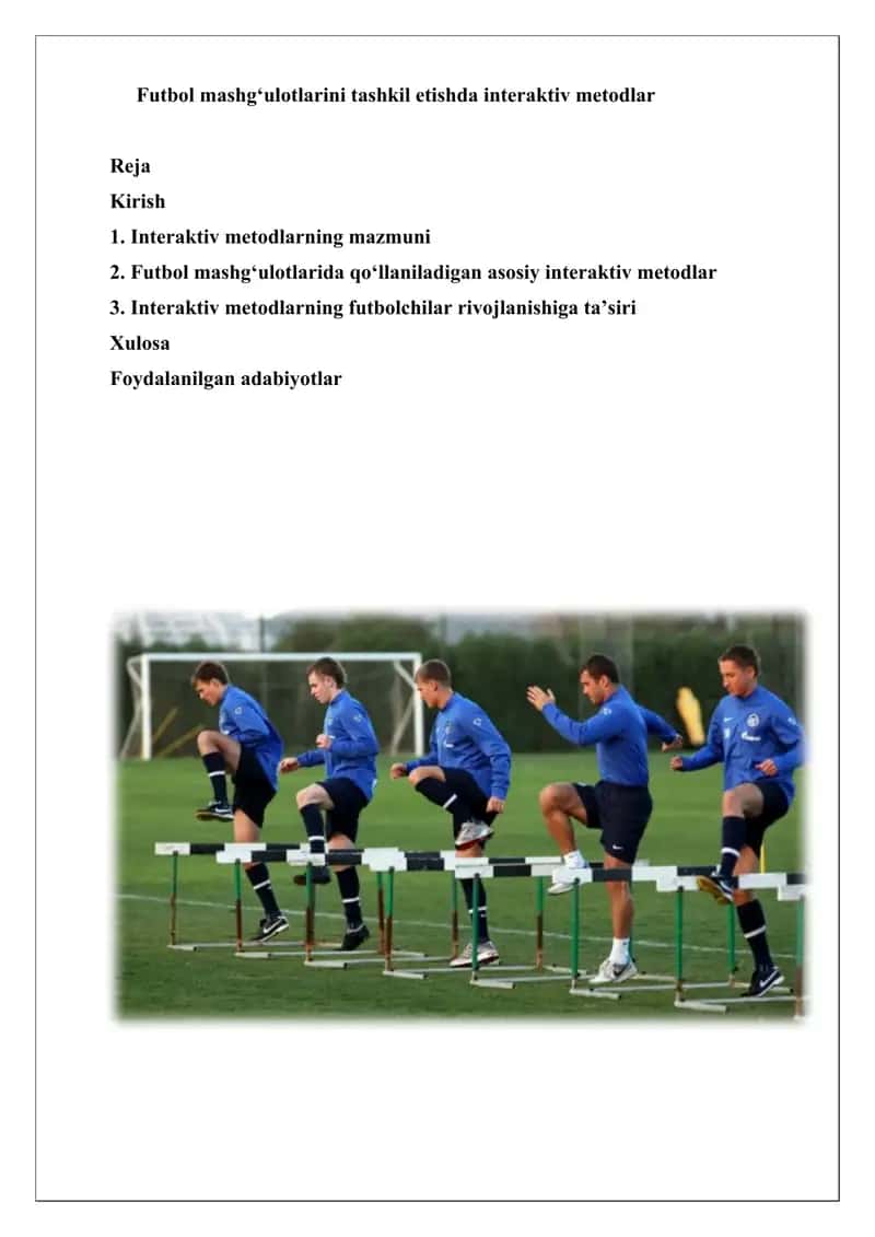 Interaktiv metodlar bilan futbol mashg‘ulotlari