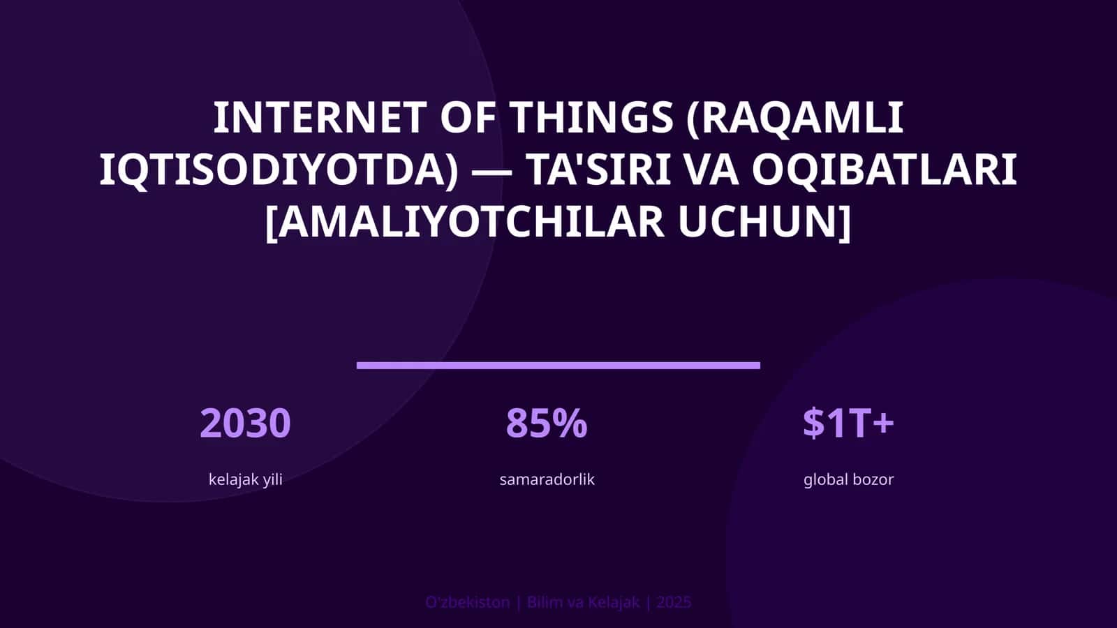 Internet of Things (Raqamli iqtisodiyotda) — Ta'siri va oqibatlari [Amaliyotchilar uchun]