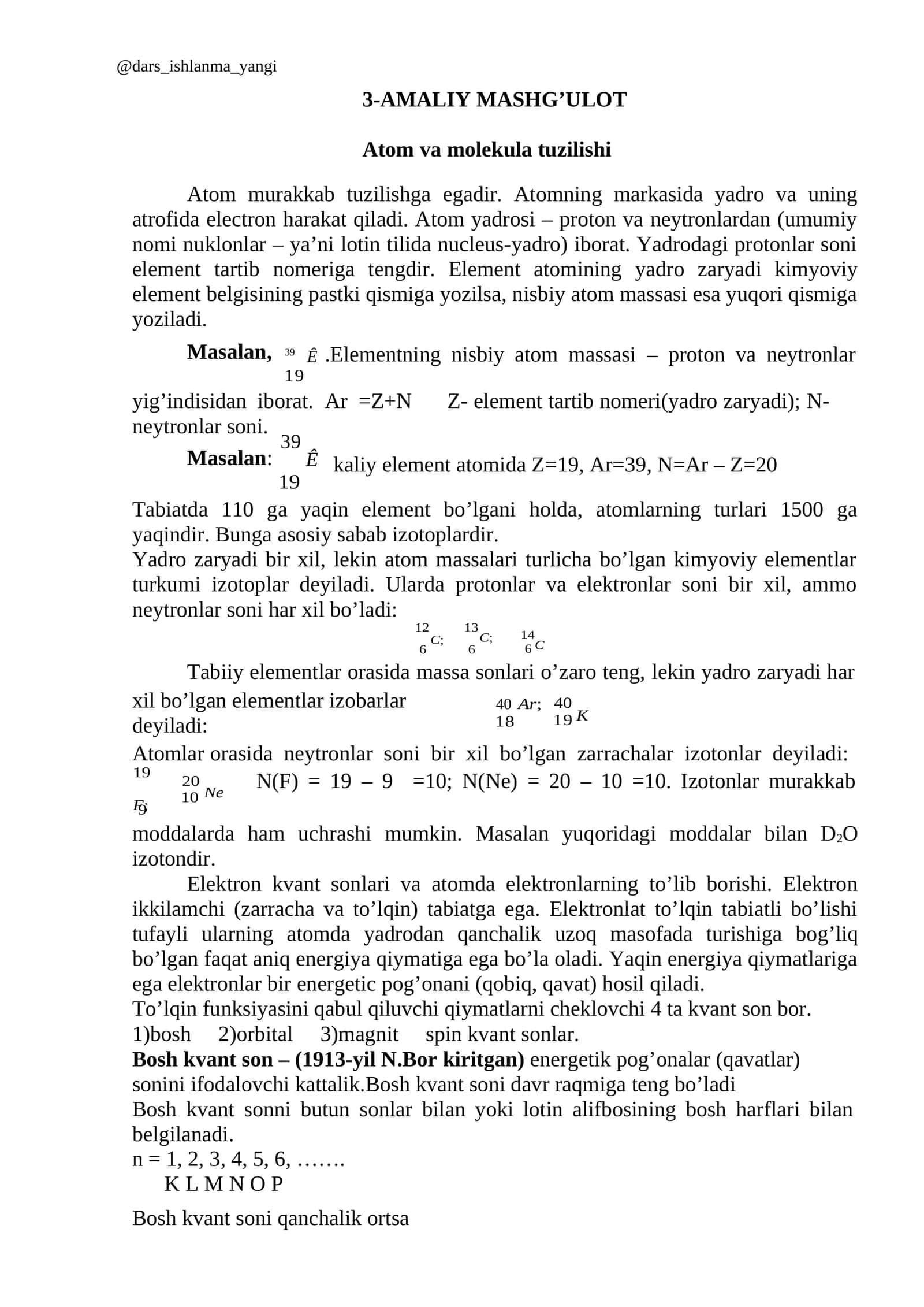 Atom va molekula tuzilishi