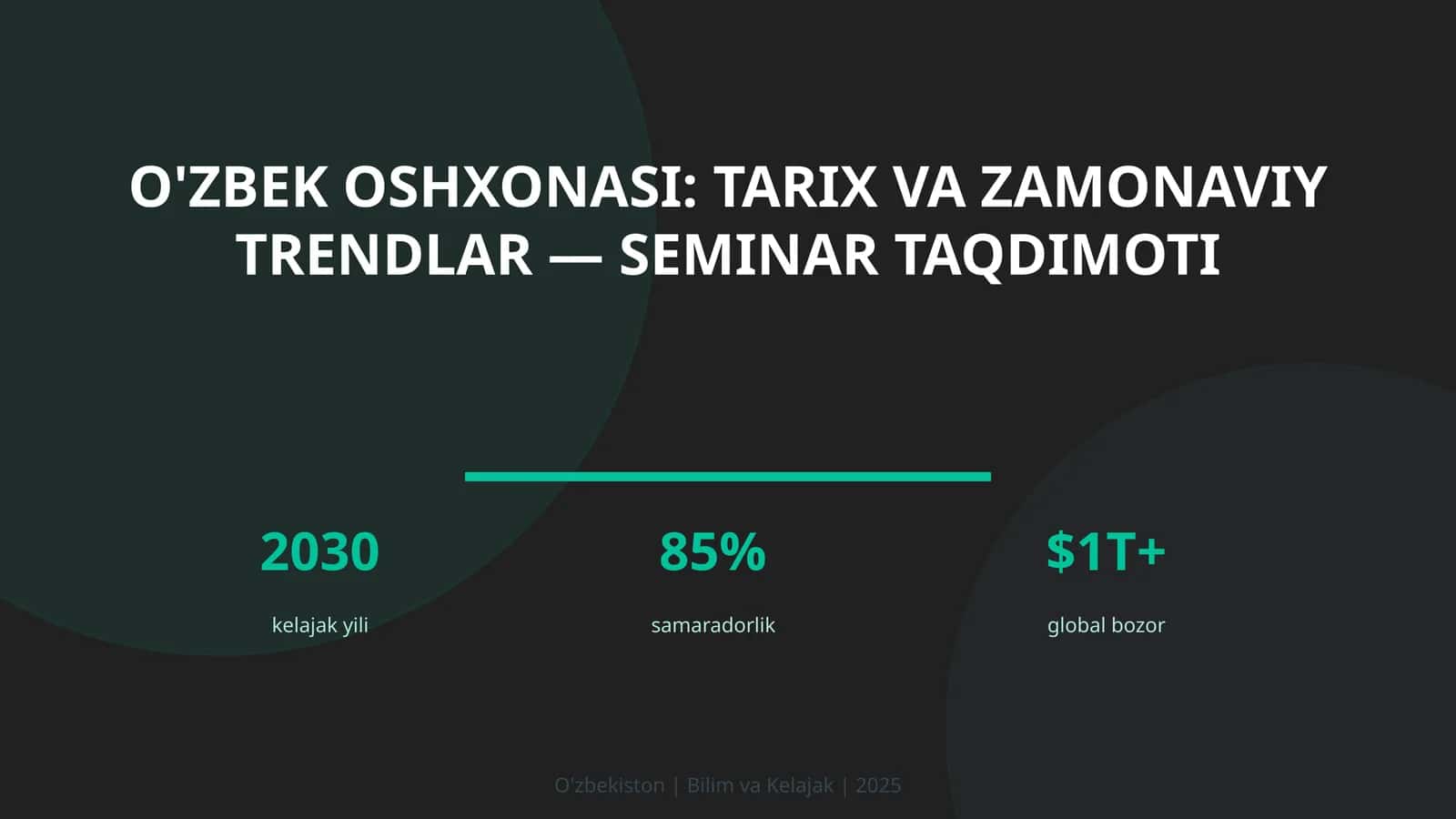 O'zbek oshxonasi: tarix va zamonaviy trendlar — seminar taqdimoti