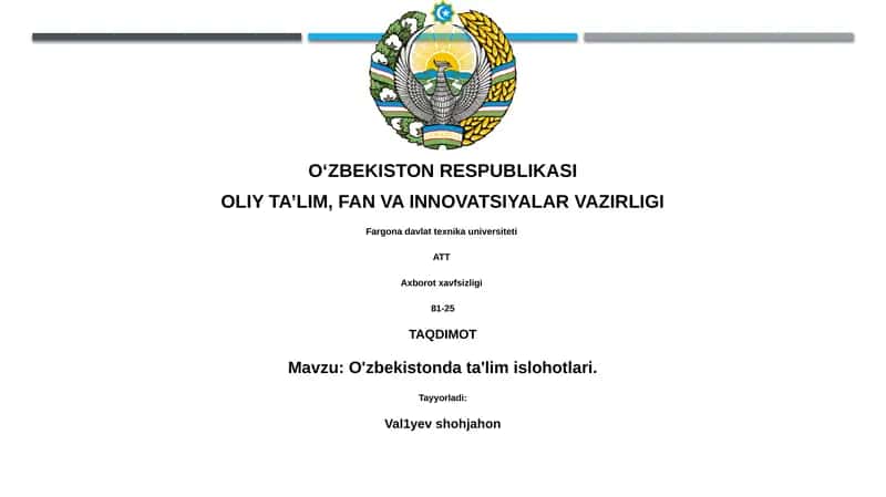 O'zbekistonda ta'lim islohotlari