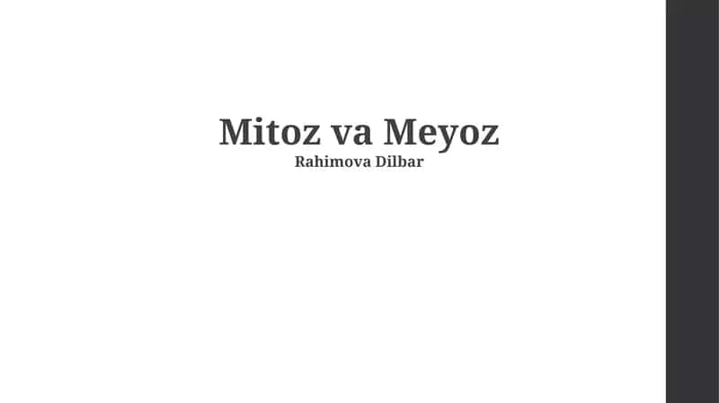 Mitoz va Meyoz