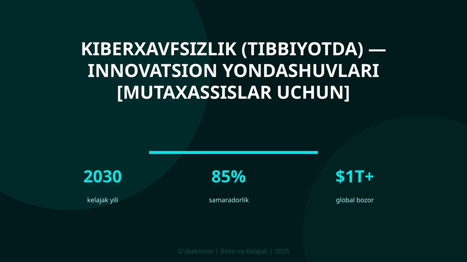 Kiberxavfsizlik (tibbiyotda) — innovatsion yondashuvlari [mutaxassislar uchun]