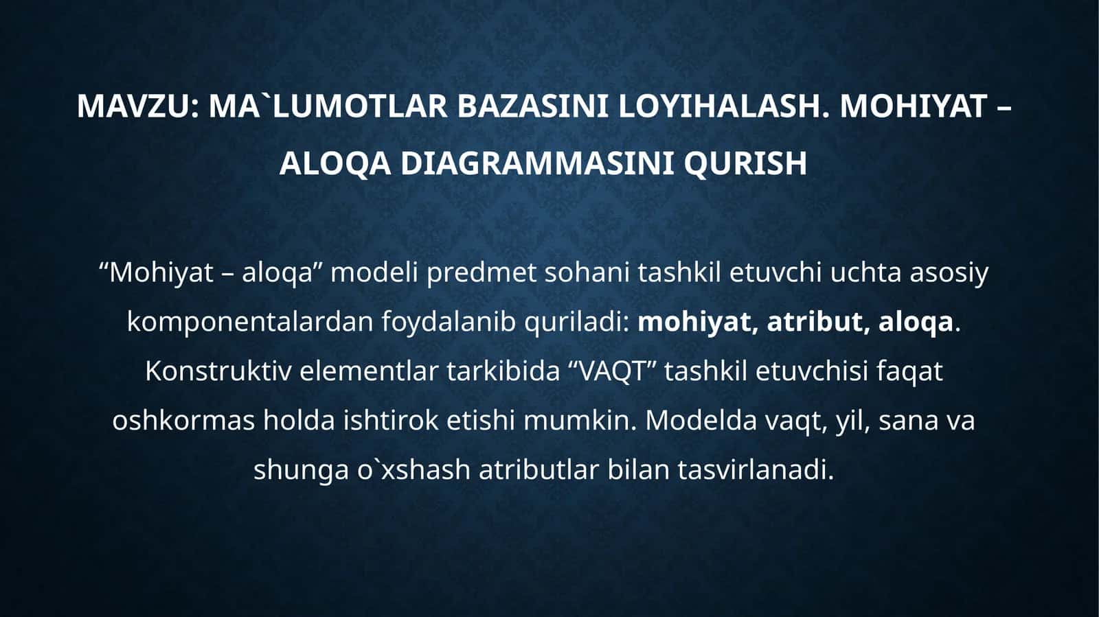 Mohiyat–aloqa modeli