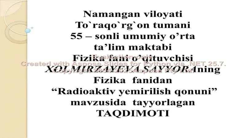 "Radioaktiv Yemirilish Qonuni"