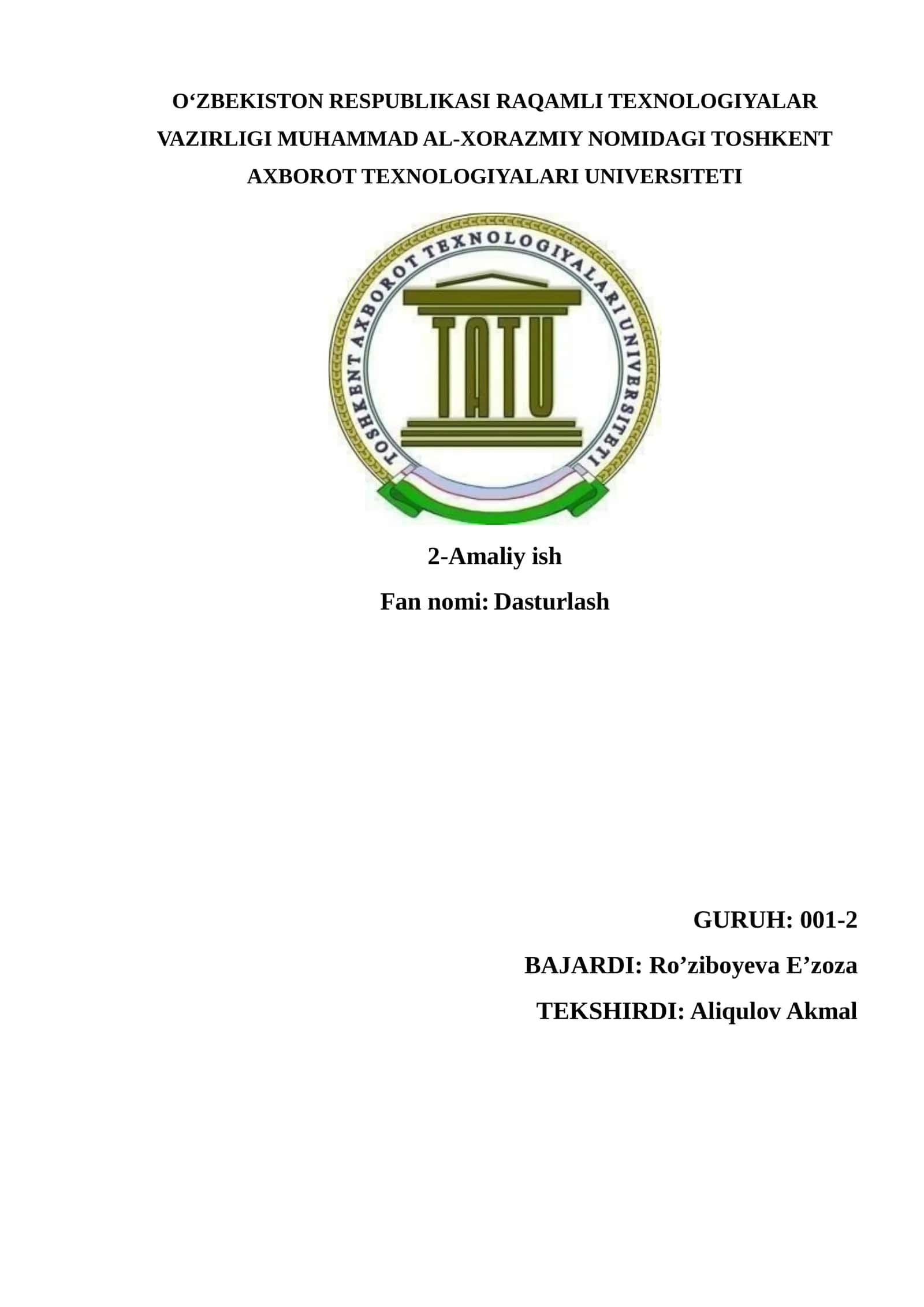 MASSIVLAR. BIR O’LCHOVLI VA KO’P O’LCHOVLI MASSIVLAR. MASSIV ELEMENTLARINI SARALASH USULLARI