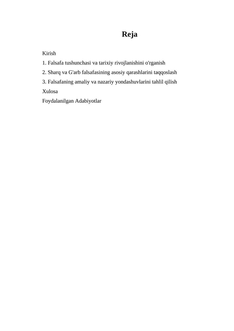 Falsafa tushunchasi va tarixiy rivojlanishini o'rganish