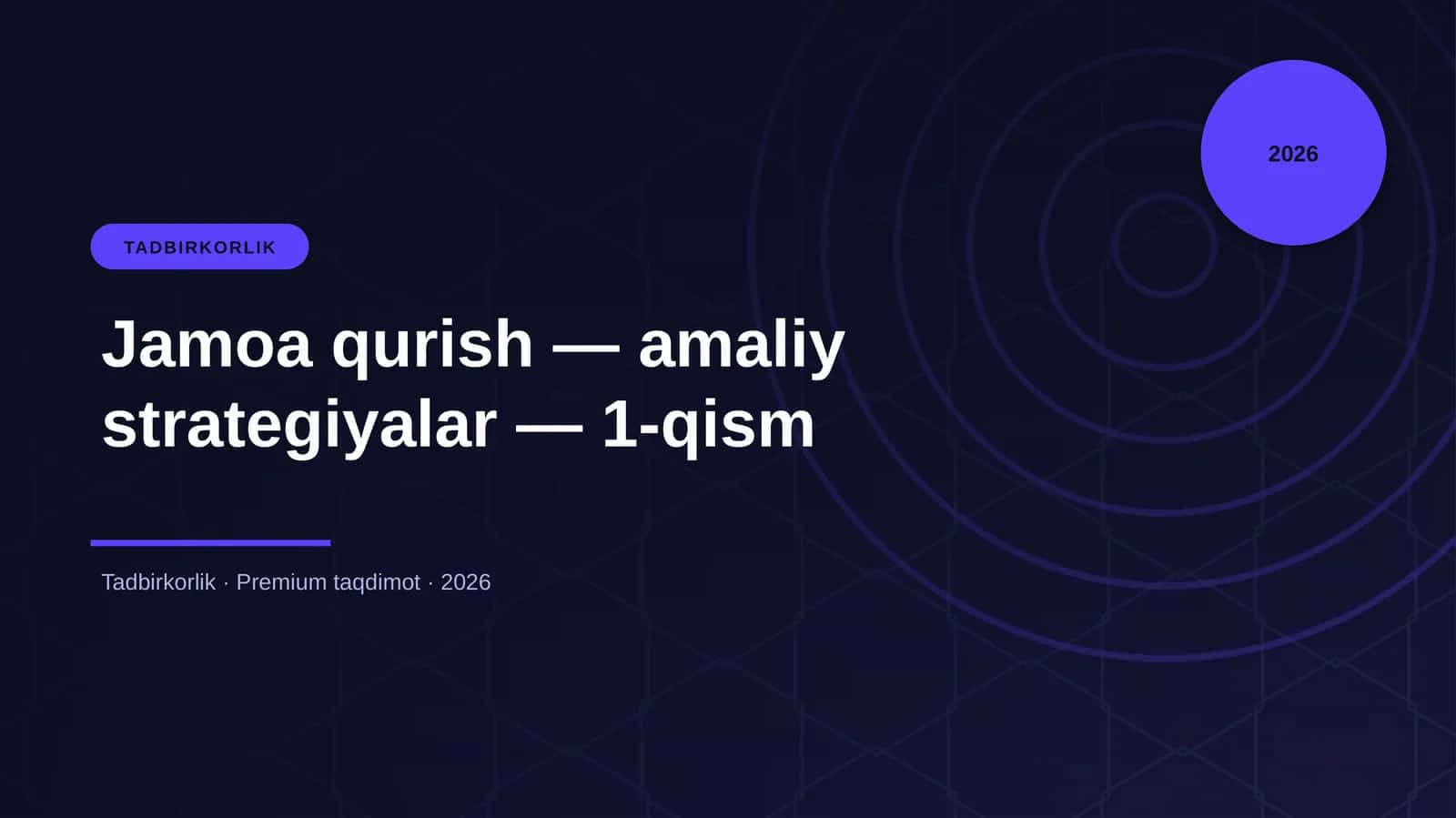 Jamoa qurish — amaliy strategiyalar — 1-qism
