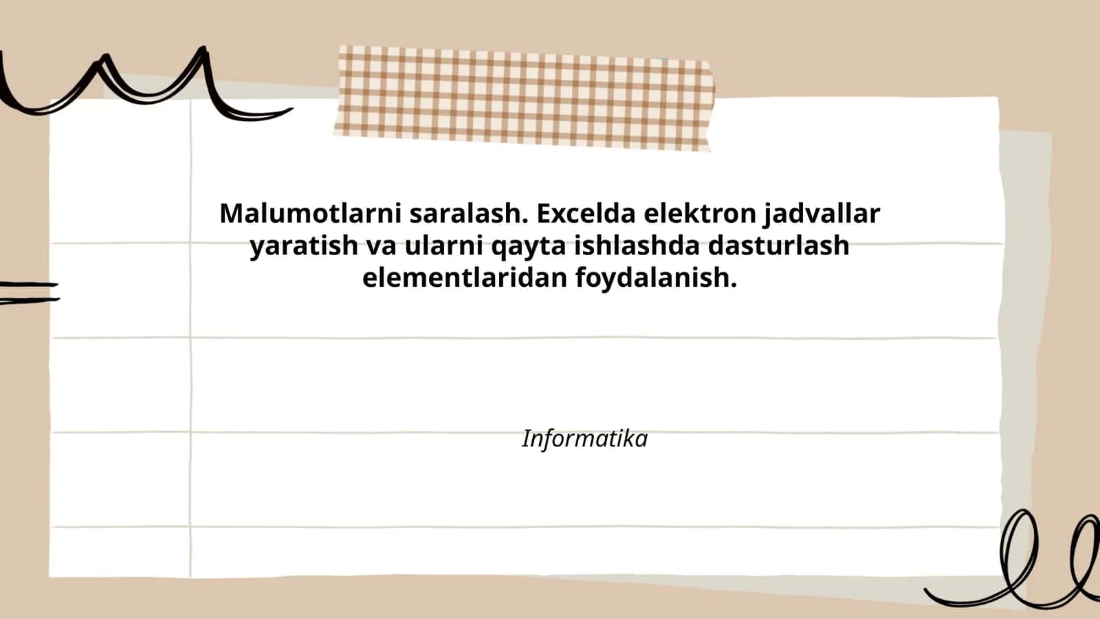 Excelda elektron jadvallar yaratish