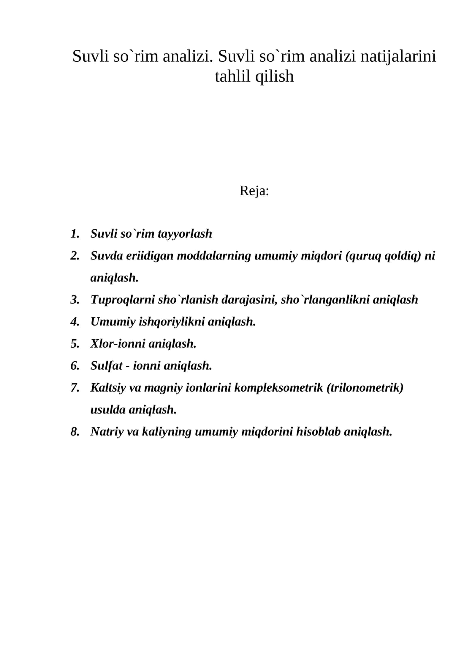 Suvli so`rim analizi