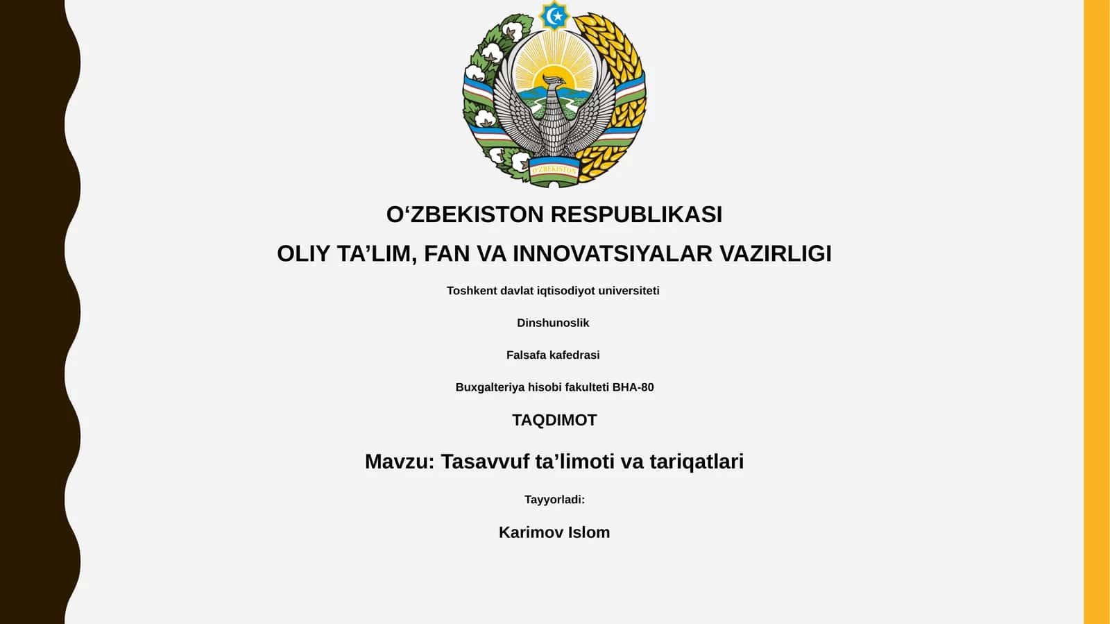 Tasavvuf ta’limoti va tariqatlari