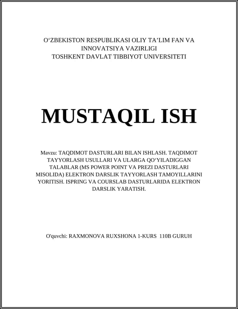 Taqdimot Dasturlari Bilan Ishlash