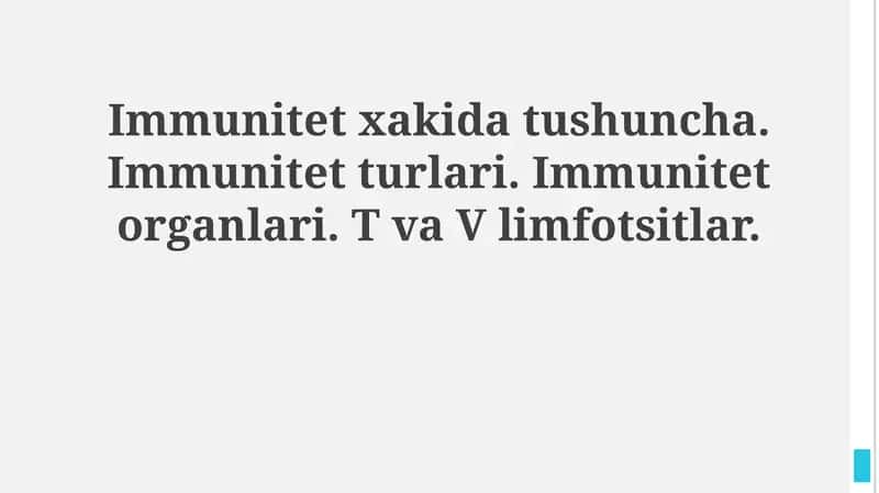 Immunitet Tushunchasi va Turlari