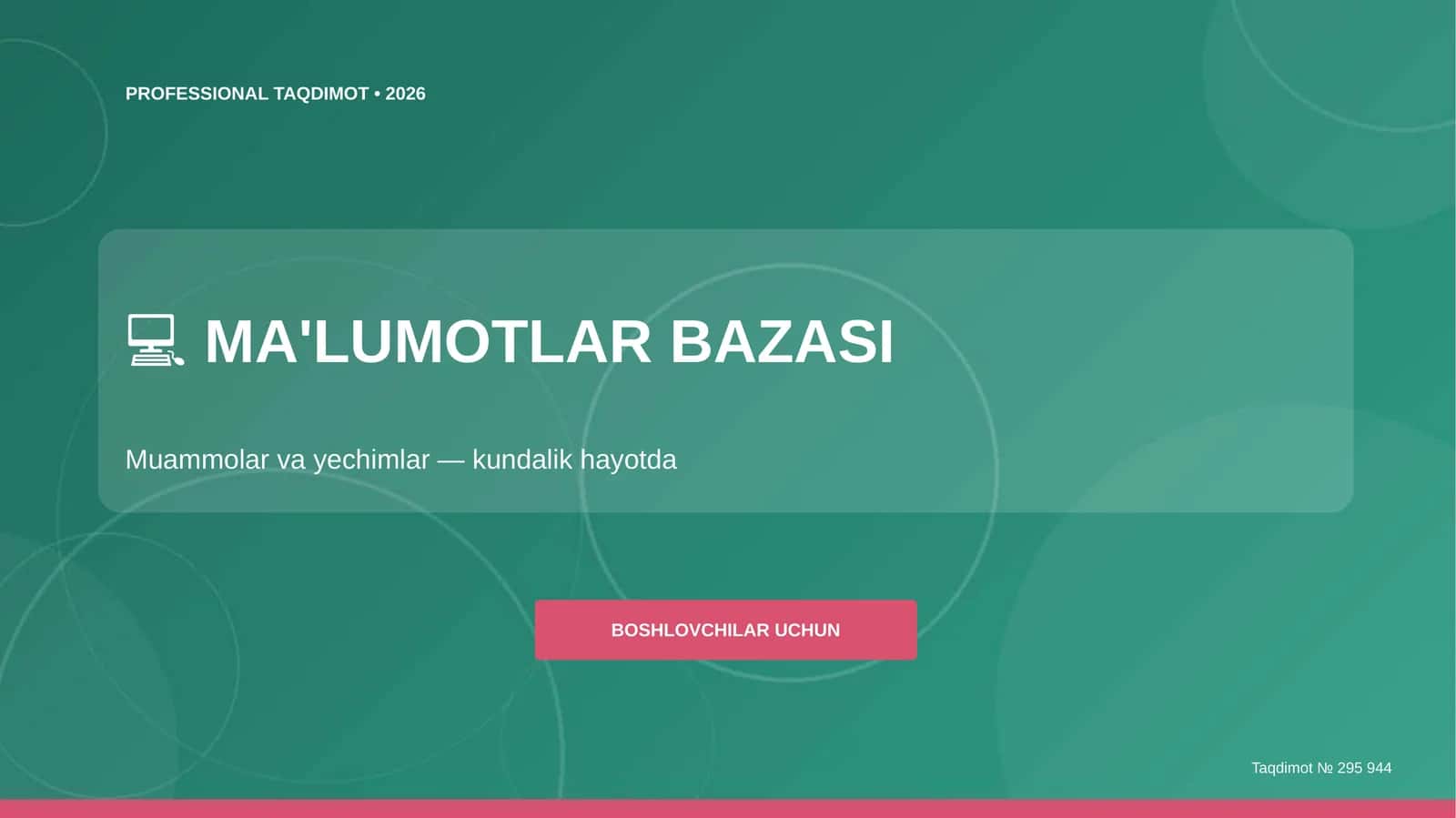 MA'LUMOTLAR BAZASI