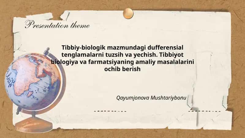 Tibbiy-biologik dufferensial tenglamalar