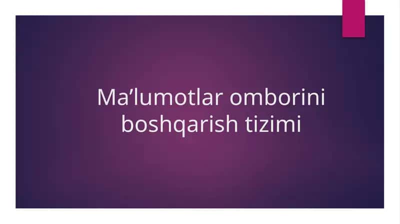 Ma’lumotlar ombori boshqarish tizimi
