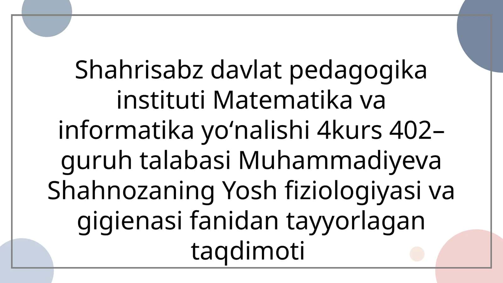 Bolaning jinsiy tarbiyasi