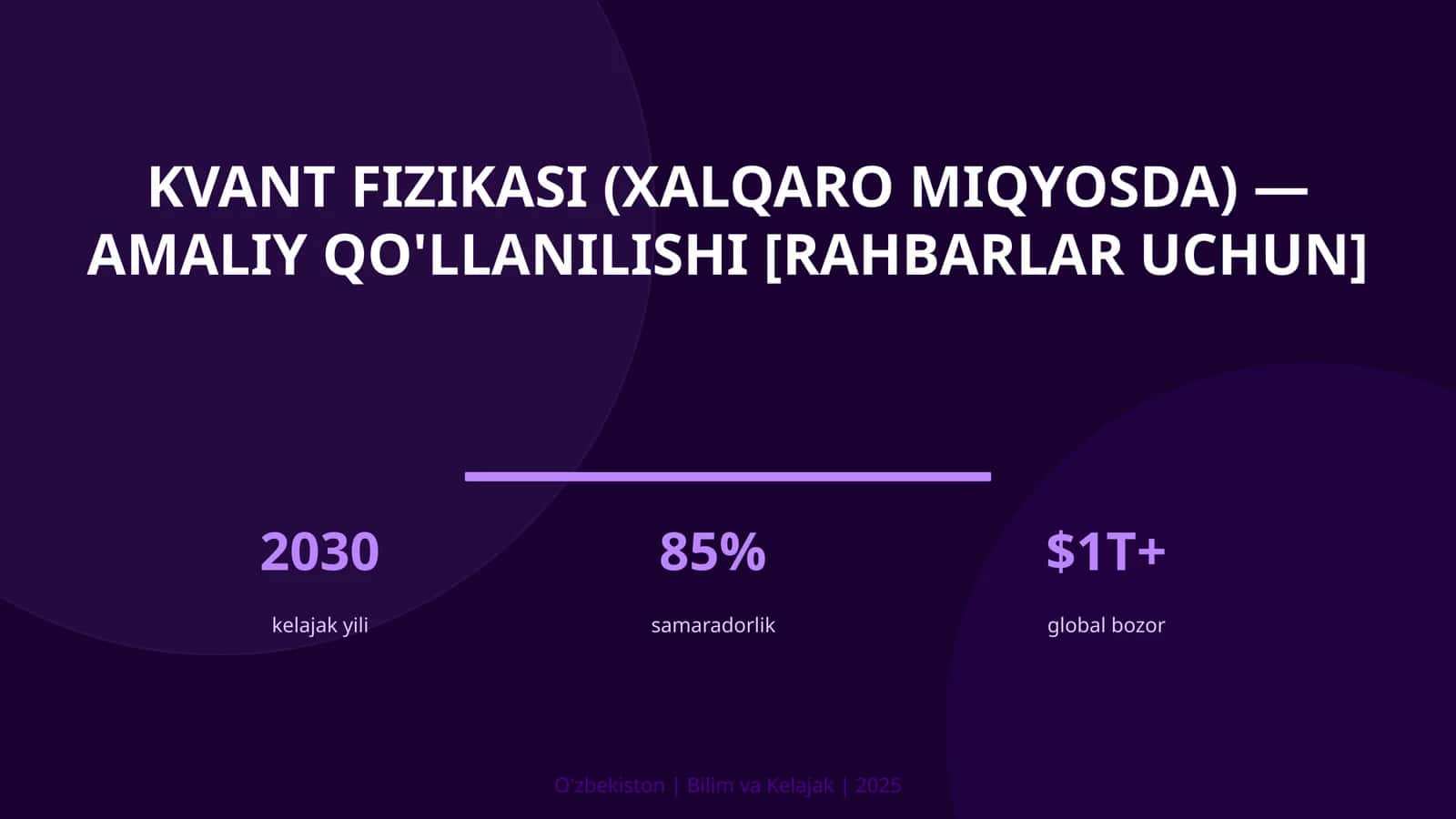 KVANT FIZIKASI (XALQARO MIQYOSDA) — AMALIY QO'LLANILISHI [RAHBARLAR UCHUN]