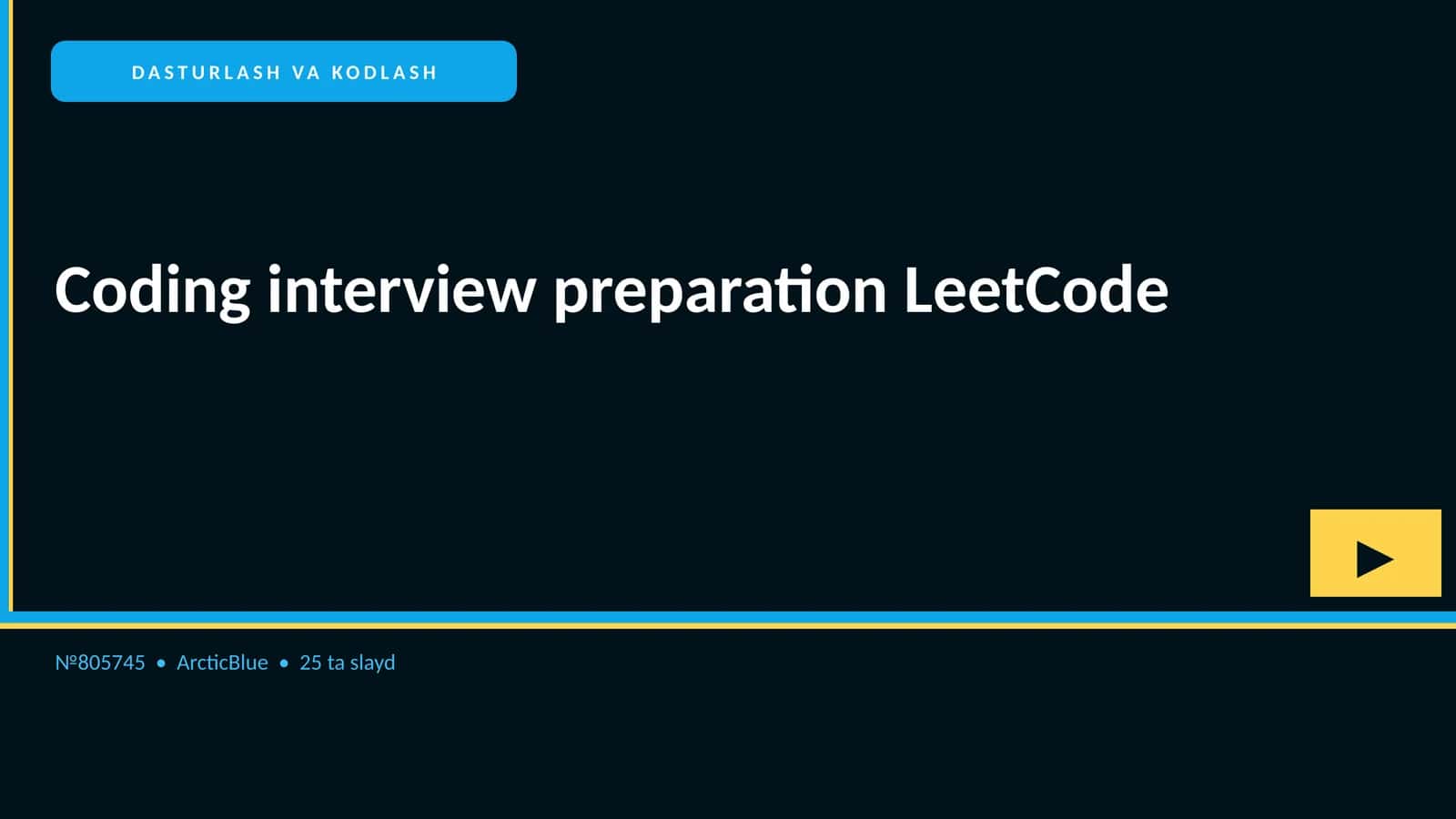 DASTURLASH VA KODLASH Coding interview preparation LeetCode