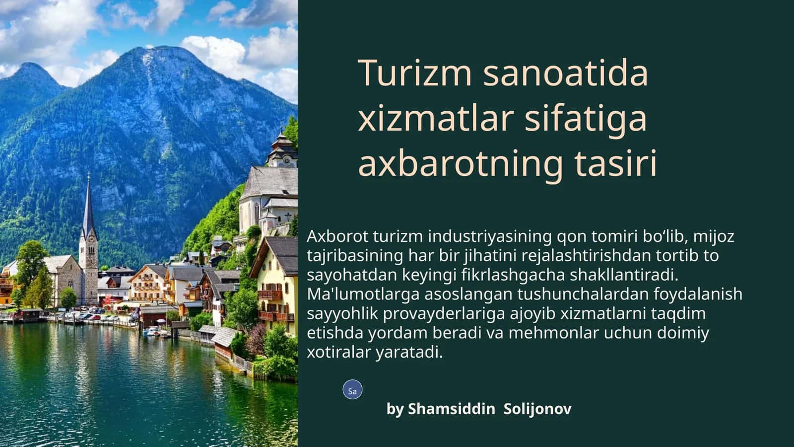Turizm sanoatida xizmatlar sifatiga axbarotning tasiri