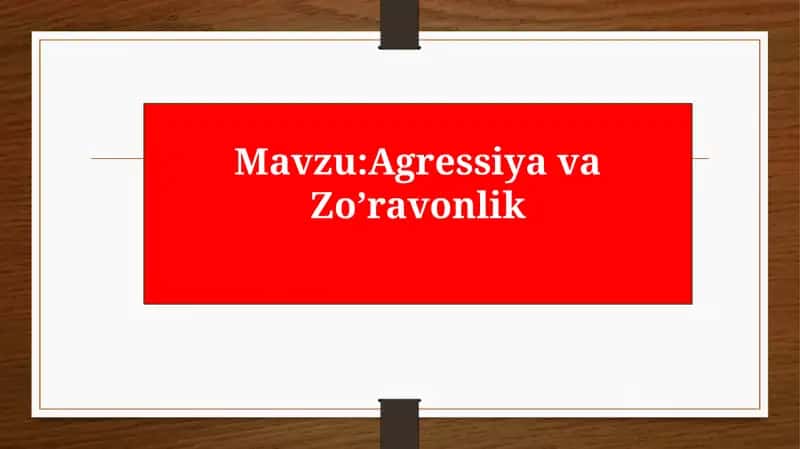 Agressiyava Zo'ravonlik