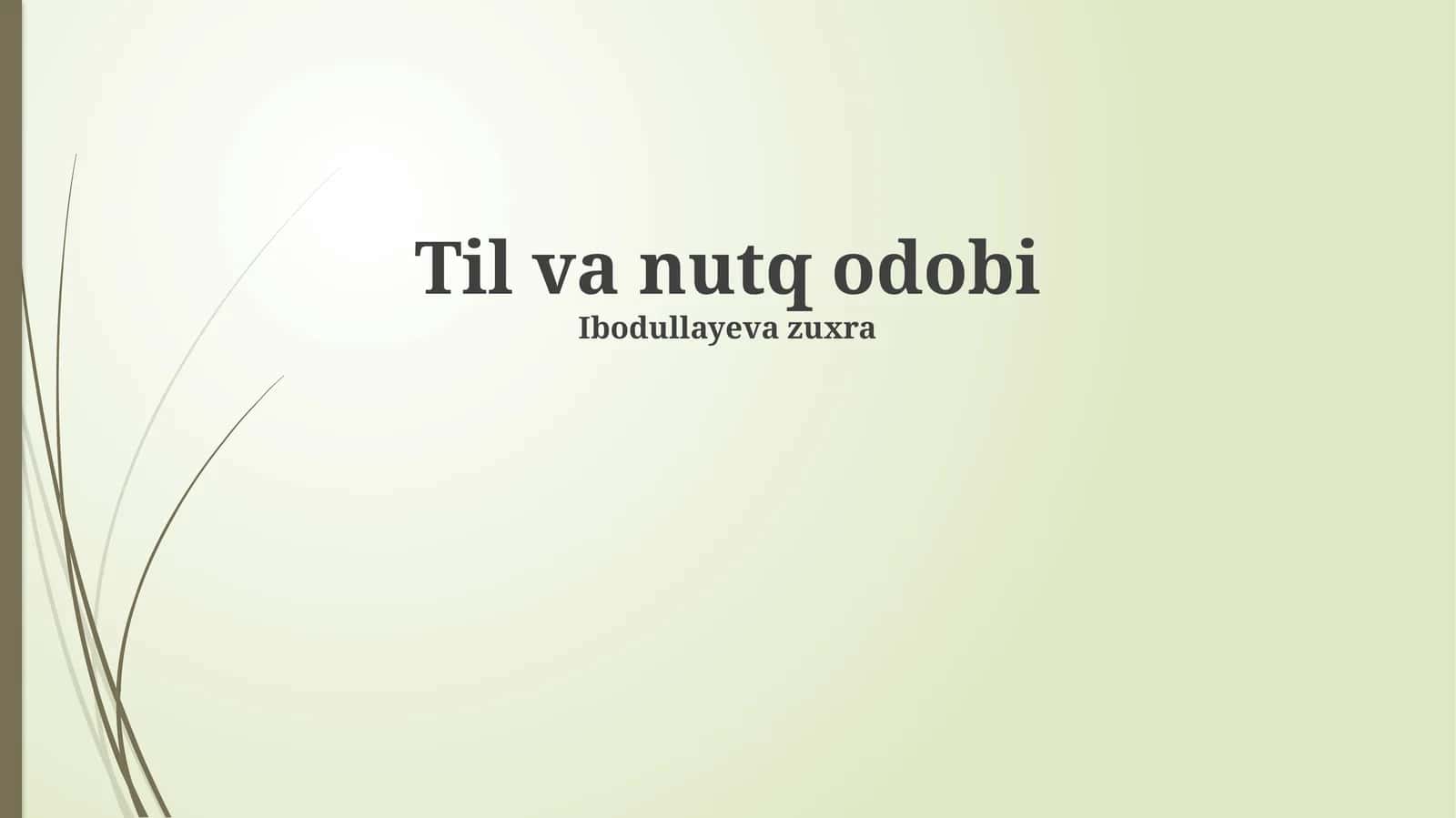 Til va nutq odobi