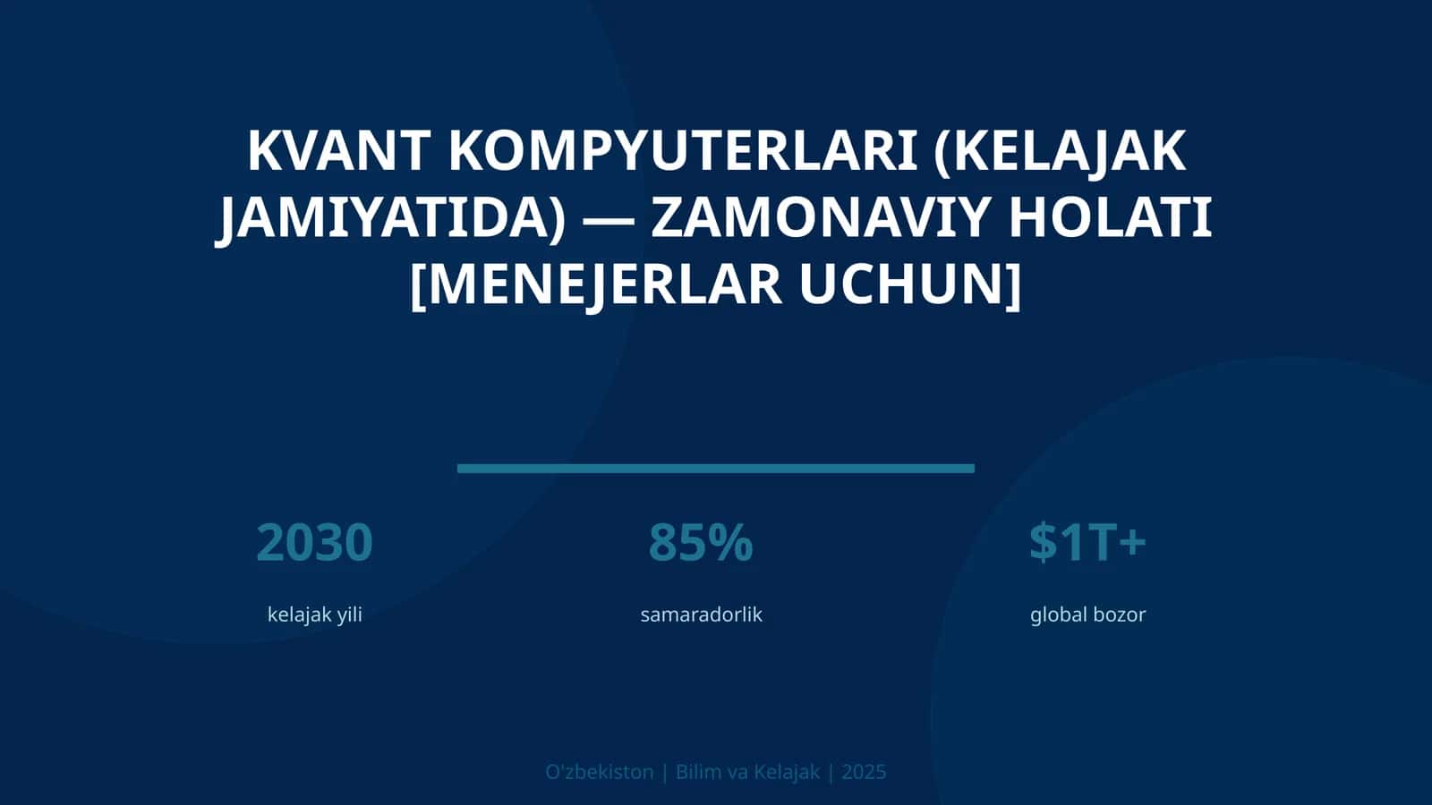 Kvant kompyuterlari (kelajak jamiyatida) — zamonaviy holati [menejerlar uchun]