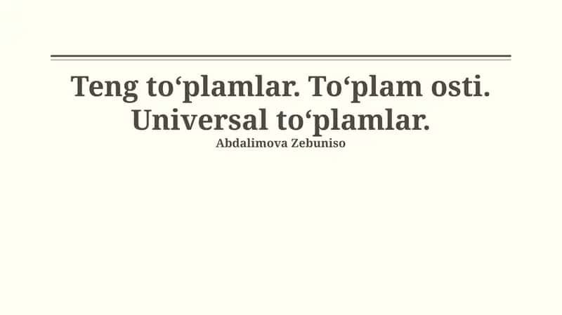 Umumiy to'plamlar