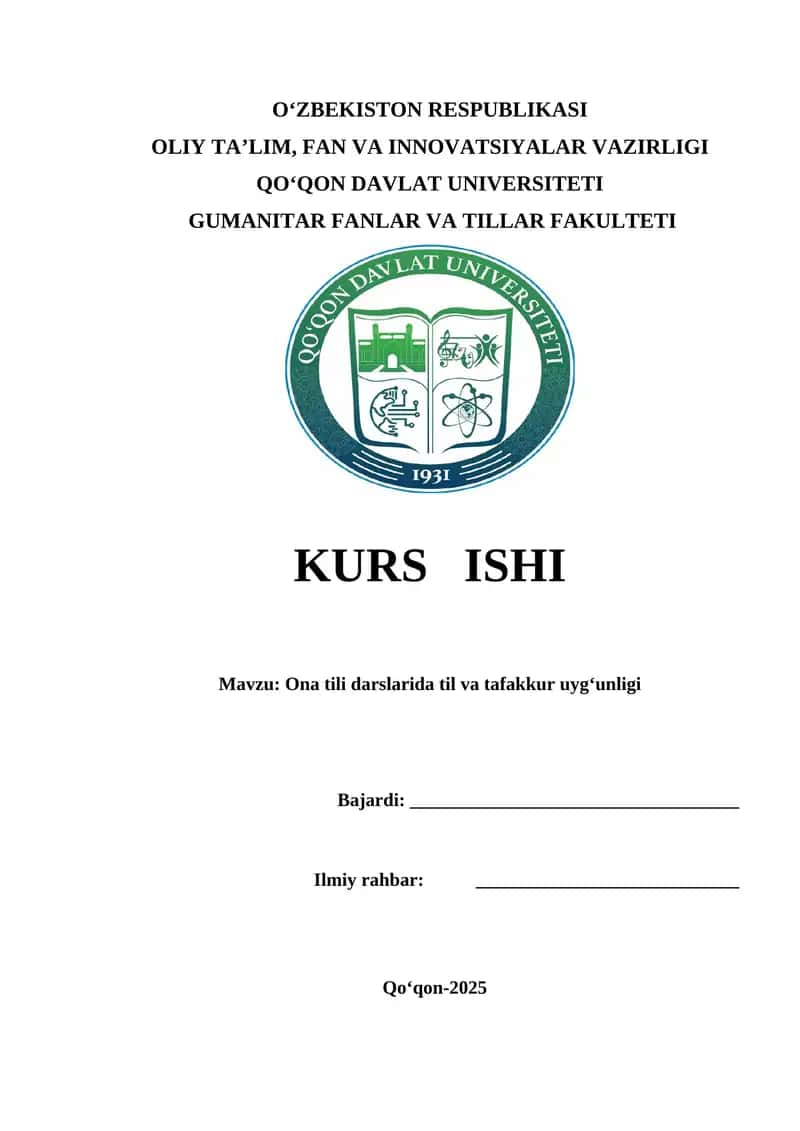 Ona tili darslarida til va tafakkur uygʻunligi