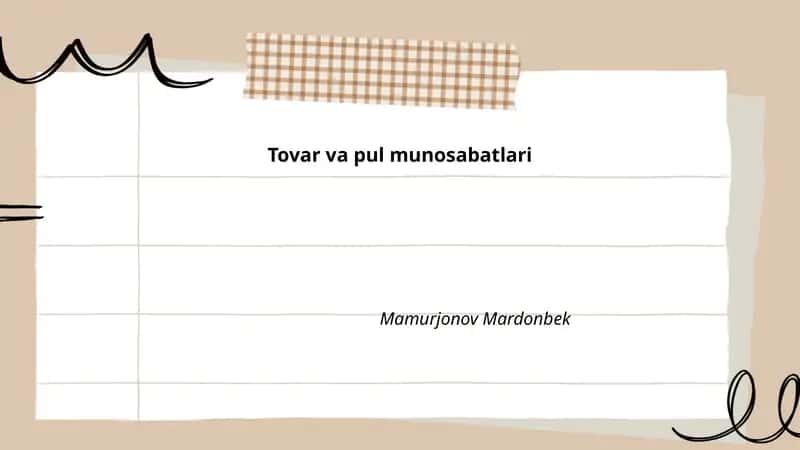 Tovar va pul munosabatlari